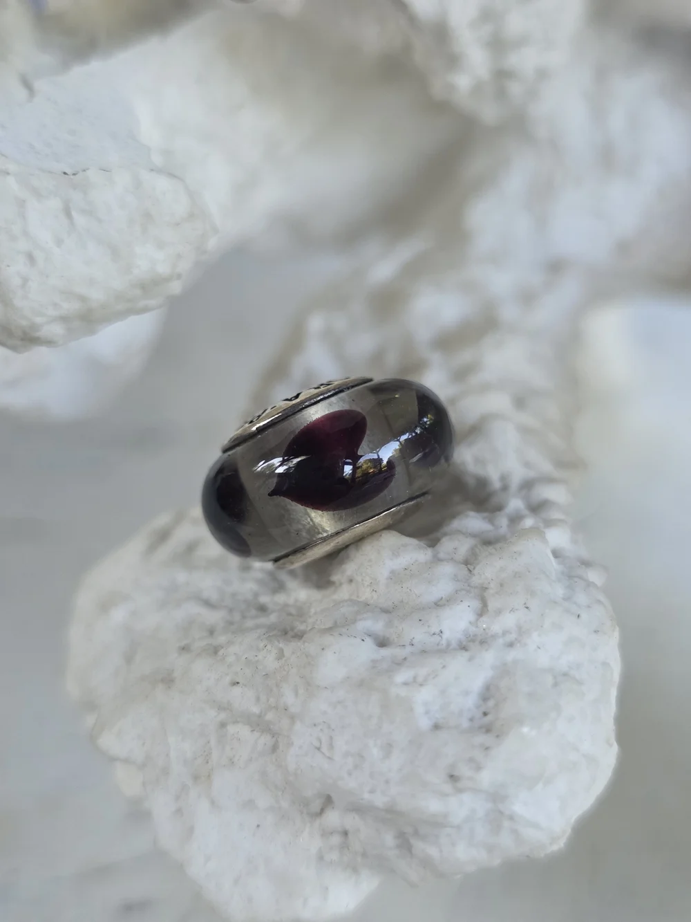 PANDORA Murano Glass Charm Bead with Burgundy Heart